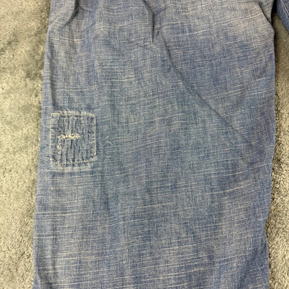 Magnolia Pearl Distressed Patchwork Denim Wide Leg Pants Light Wash Blue OS - Picture 14 of 16